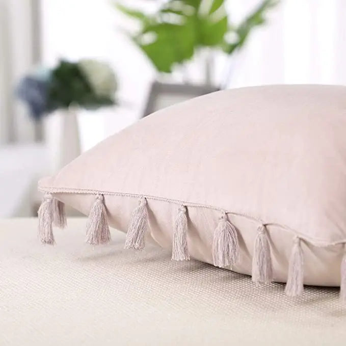 Solid Tassel Plush Pillowcase