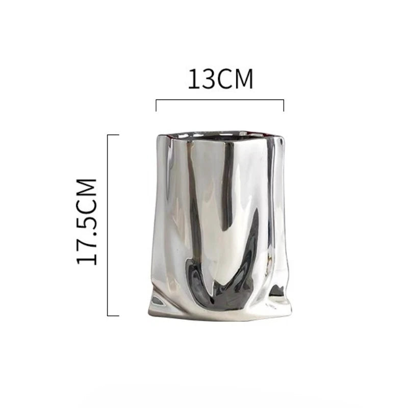 Silver Electroplated Bag Vase Light