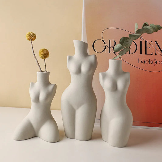 Nordic Ceramic Nude Woman Figure Vase