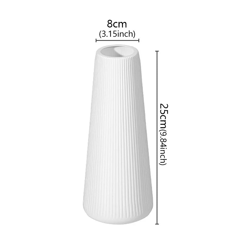 Modern White Geometric Fluted Vase