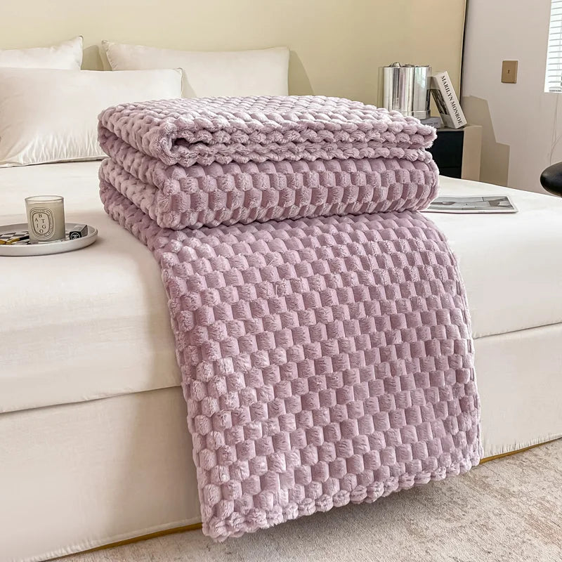 Fleece Jacquard Bubble throw Blanket
