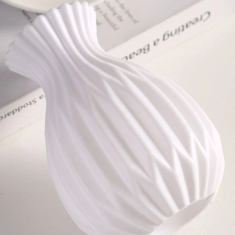 Minimalistic Plastic White Flower Vase