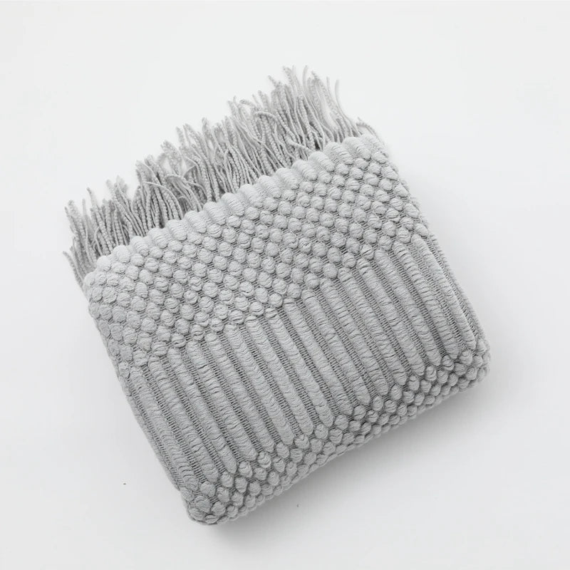 Geometric Striped Fringe Throw Blanket