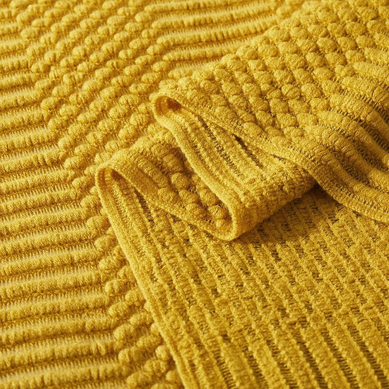 Geometric Striped Fringe Throw Blanket