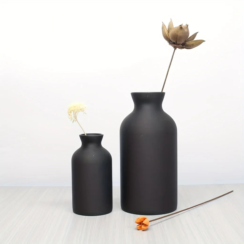 2pc Elegant Black/White Flower Vases