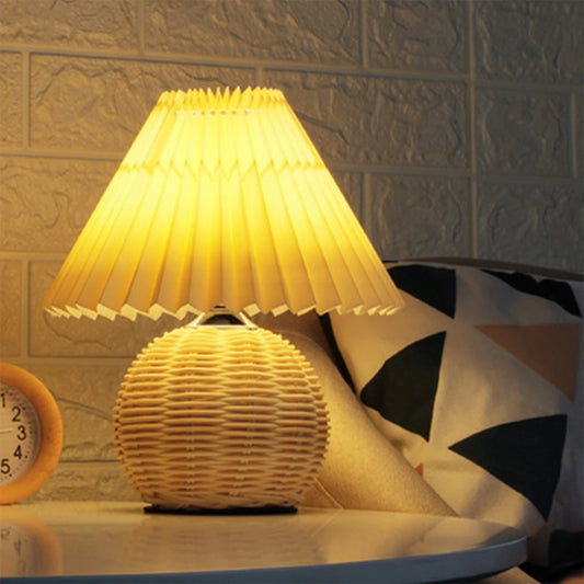 Pleated Rattan Table Lamp