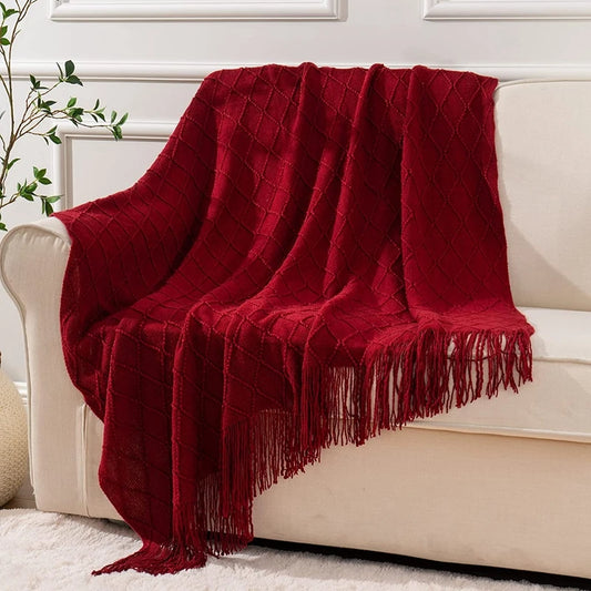Geometric Fringe Throw Blanket