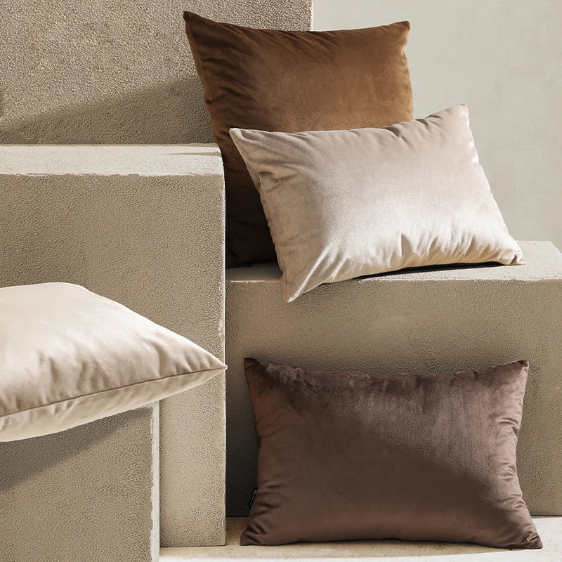 Solid Earthy Velvet Pillow Cover