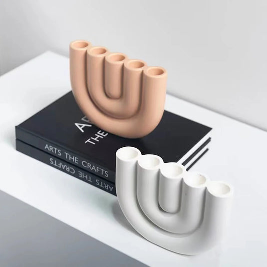 Nordic Minimalist Modern Ceramic Candelabra Candle Holder