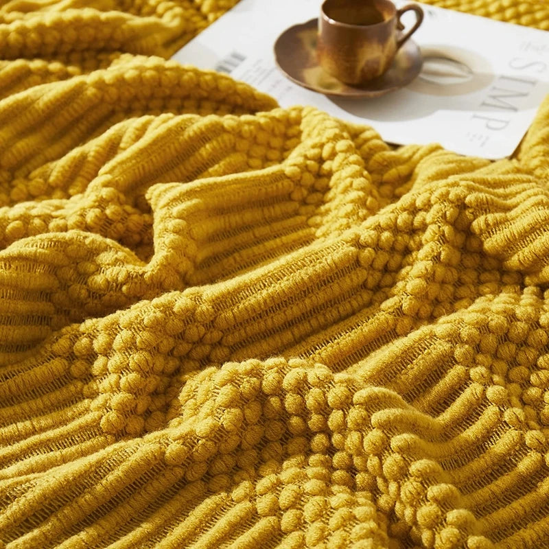 Geometric Striped Fringe Throw Blanket