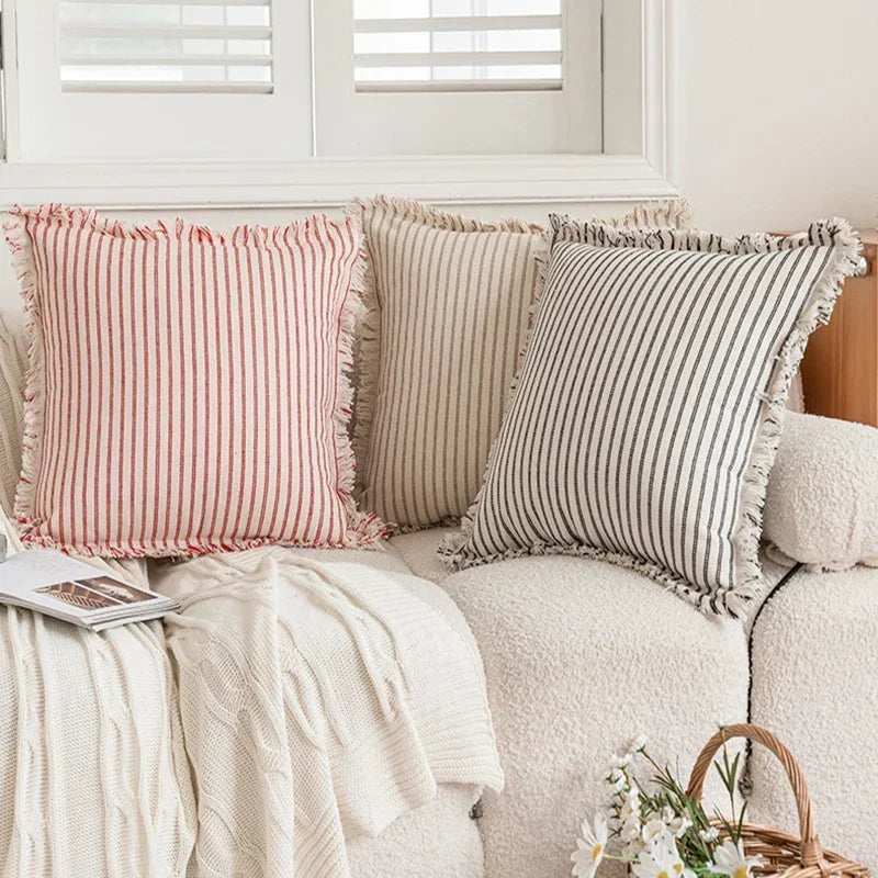 Ramie Striped Pillow Cover