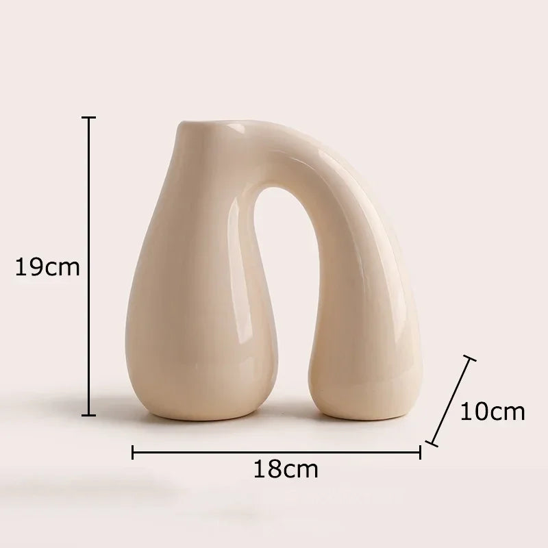 Chunky N-Shaped Ceramic Modern Vase