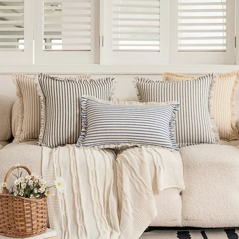 Ramie Striped Pillow Cover