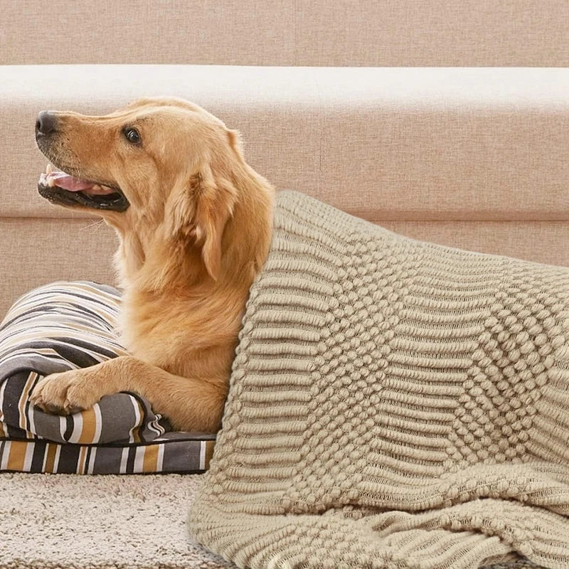 Khaki Knitted Throw Blanket