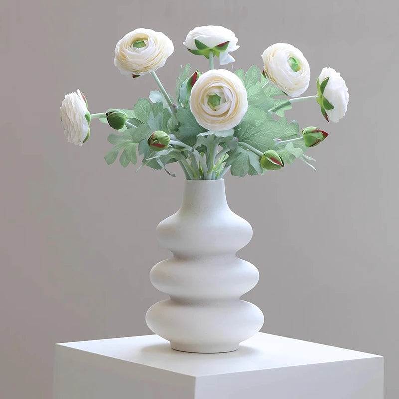 White Plastic Hydroponic Wavy Flower Vase