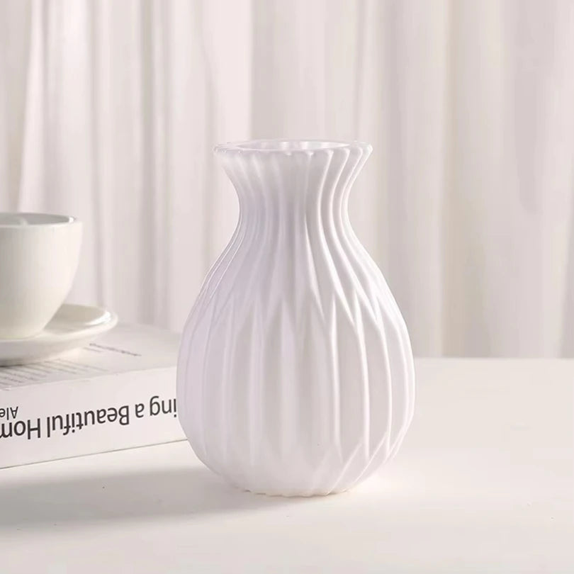 Minimalistic Plastic White Flower Vase
