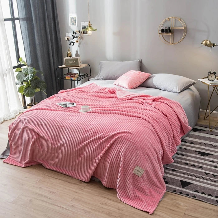 Velvet Striped Flannel Throw Blanket