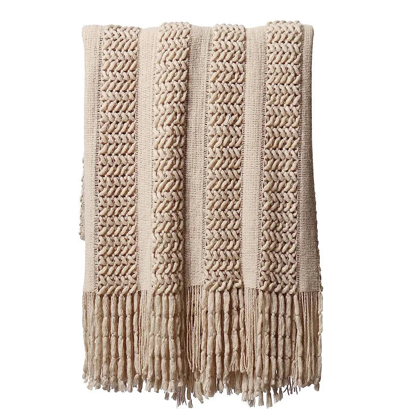 Khaki Knitted Throw Blanket