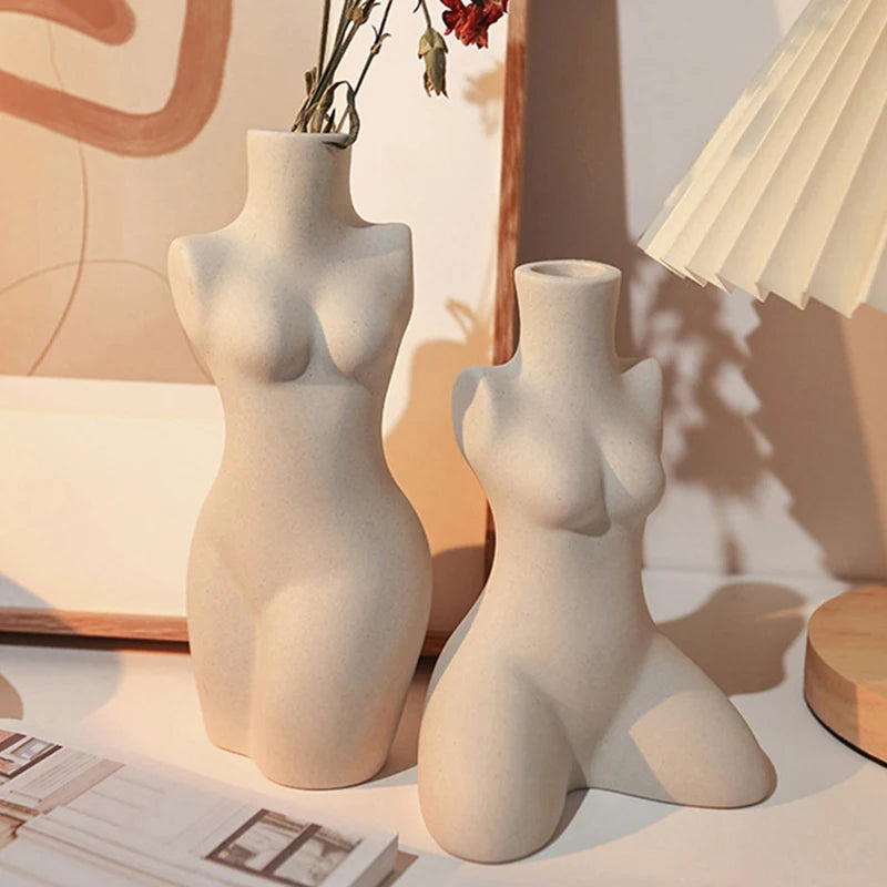 Nordic Ceramic Nude Woman Figure Vase