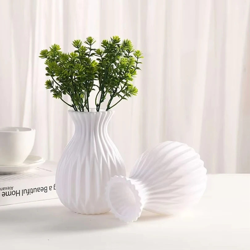 Minimalistic Plastic White Flower Vase