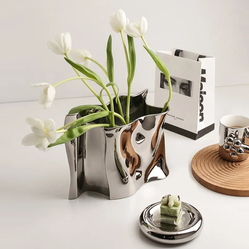 Ceramic Silver Plated Flower Vase