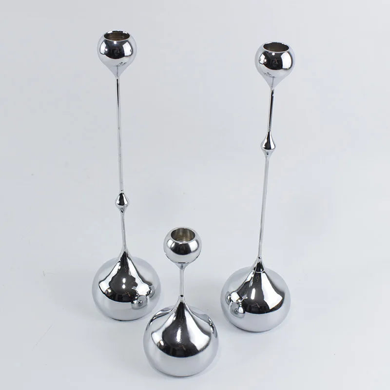 European Style Silver Electroplated Iron Candlestick Holder