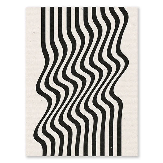 Black And White Geometic Wavy Wall Print
