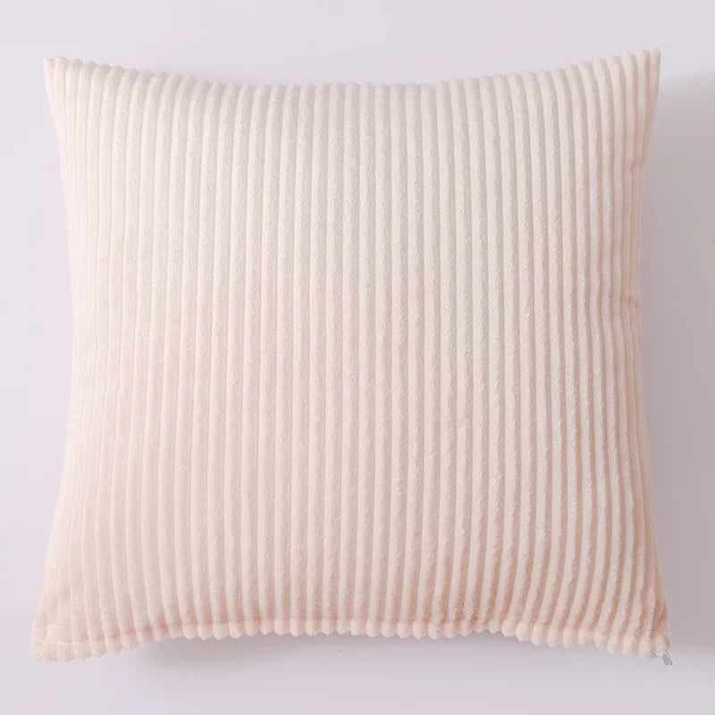 Striped Faux Fur Double Sided Pillowcase