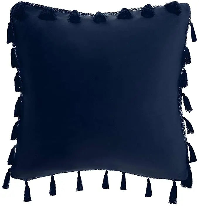 Solid Tassel Plush Pillowcase