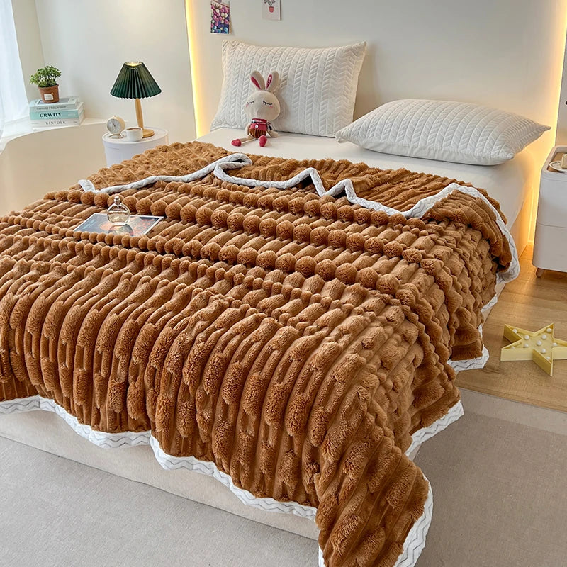 Stripped Sherpa Fleece Blanket