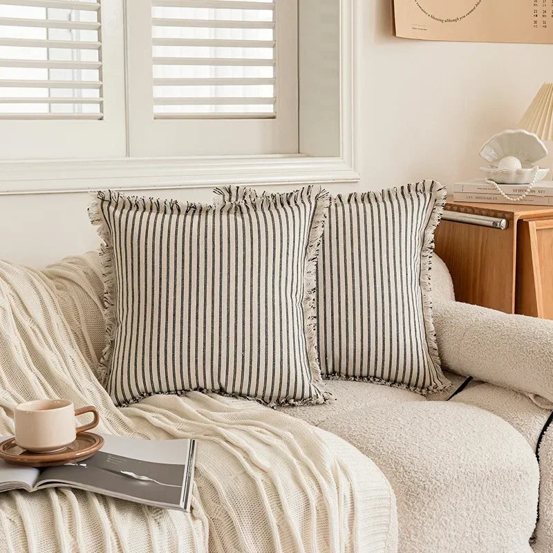 Ramie Striped Pillow Cover