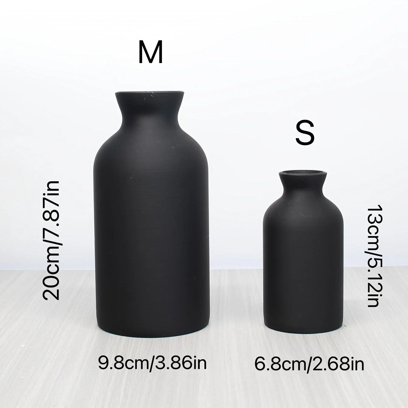 2pc Elegant Black/White Flower Vases