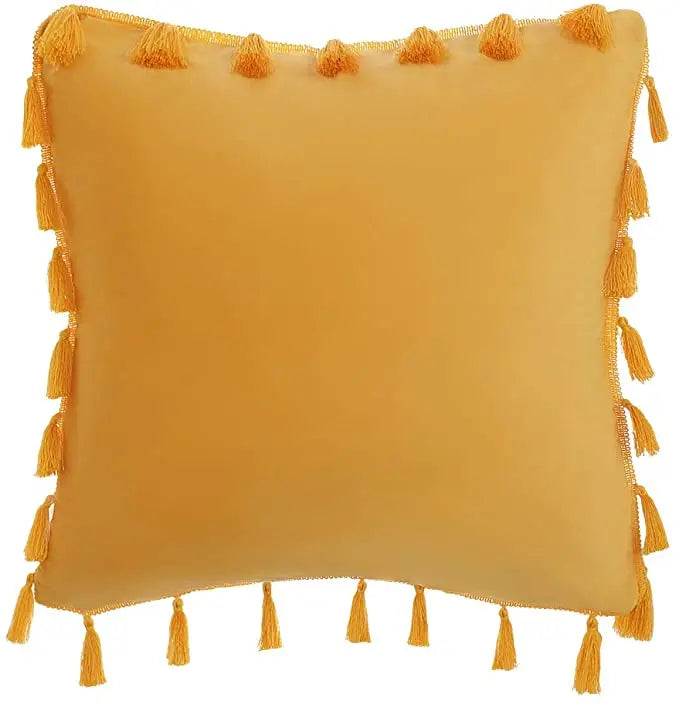 Solid Tassel Plush Pillowcase
