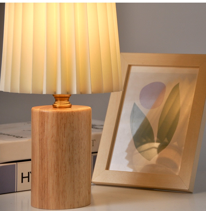 Nordic Wooden Pleated Table Lamp