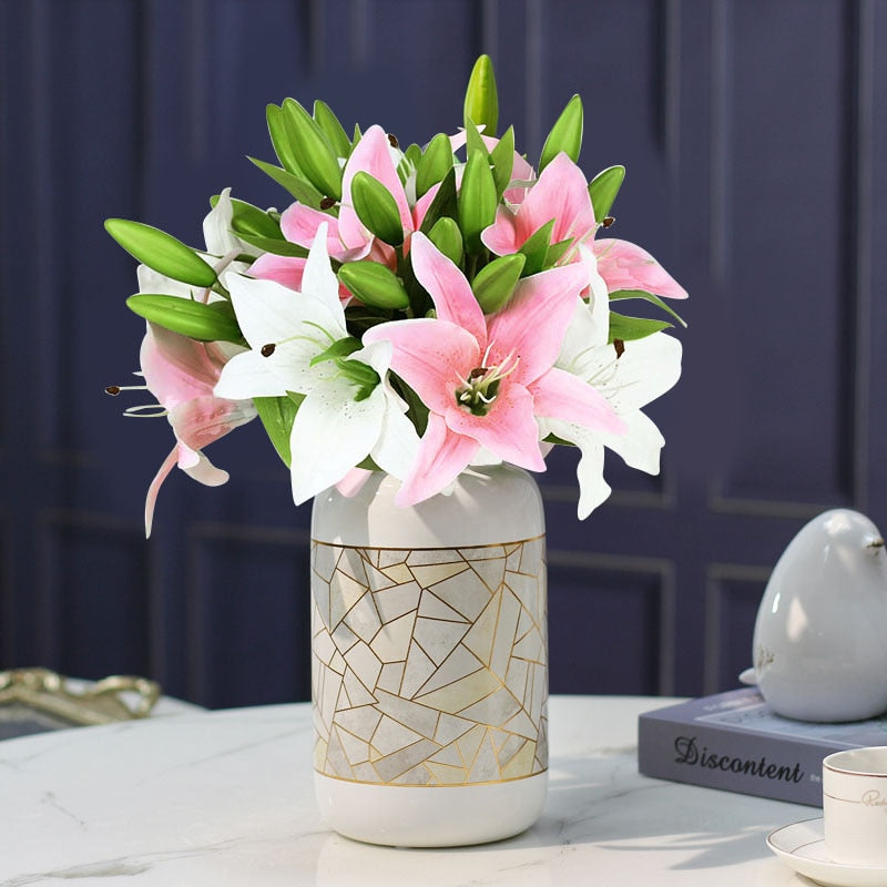 5Pcs Artificial Lily Flowers