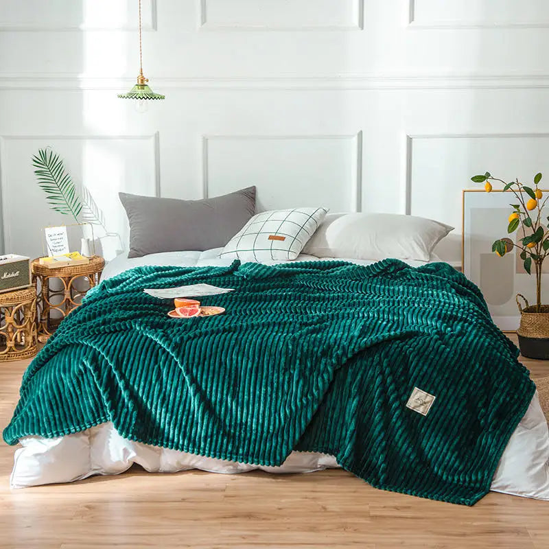 Velvet Striped Flannel Throw Blanket