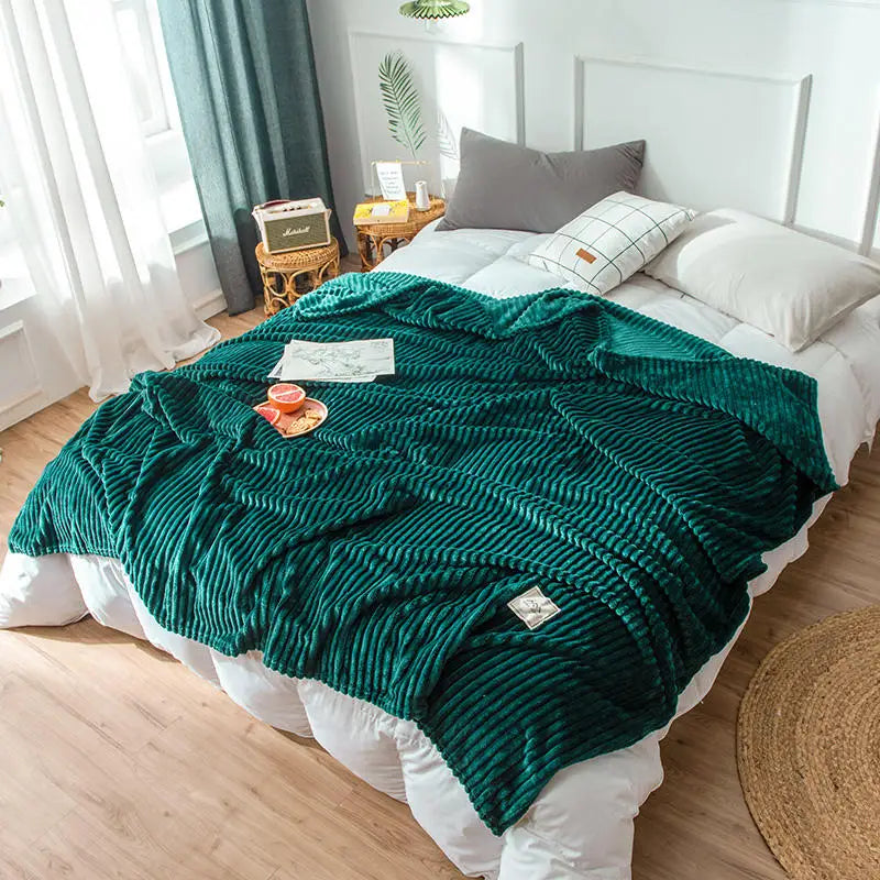 Velvet Striped Flannel Throw Blanket