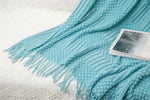 Knitted Textile Tassel Throw Blanket