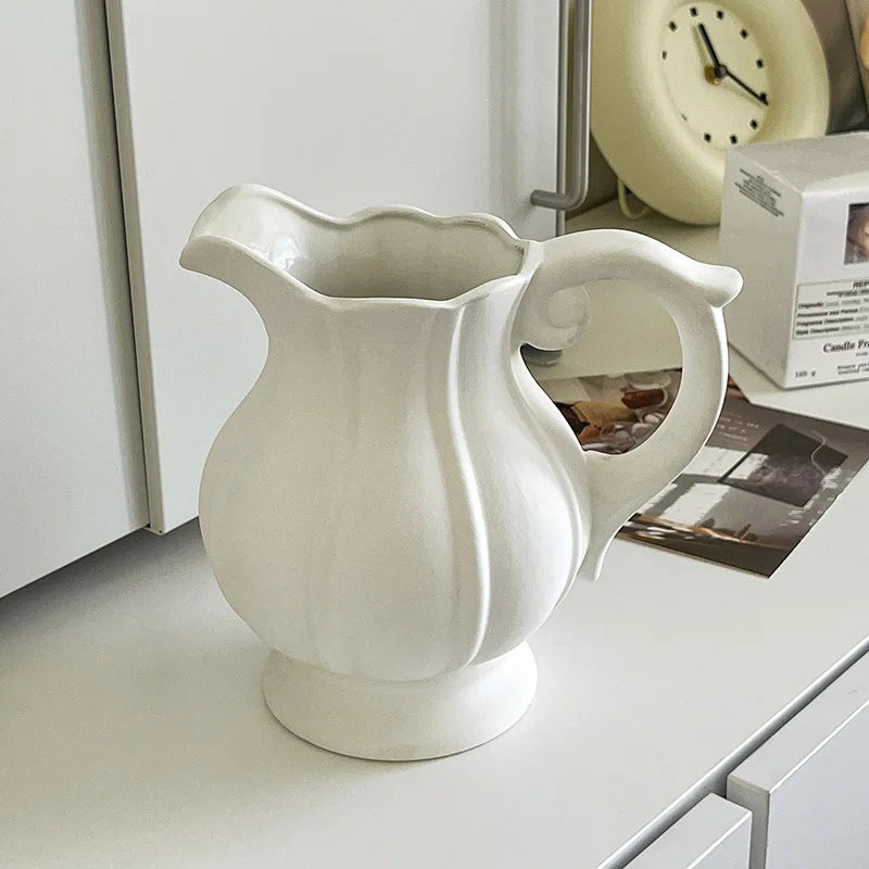 White Ceramic Pitcher Vase