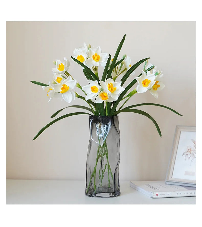 10Pcs Artificial White Daffodil Flower Bouquet