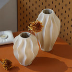 Beige Ceramic Wave Vase