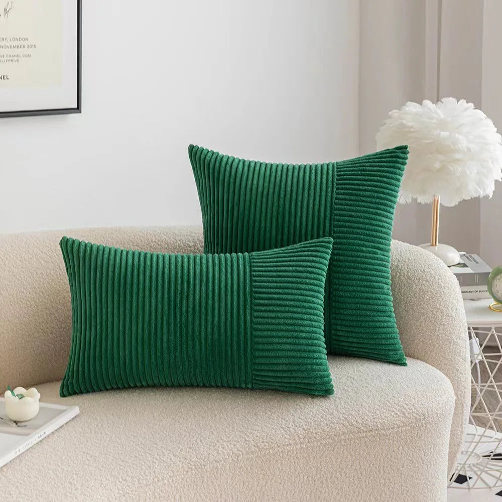 Striped Pattern Corduroy Pillow Case