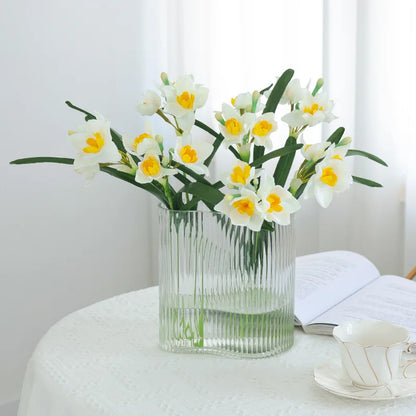 10Pcs Artificial White Daffodil Flower Bouquet