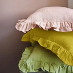 Set of 2 Linen Ruffle Pillow case