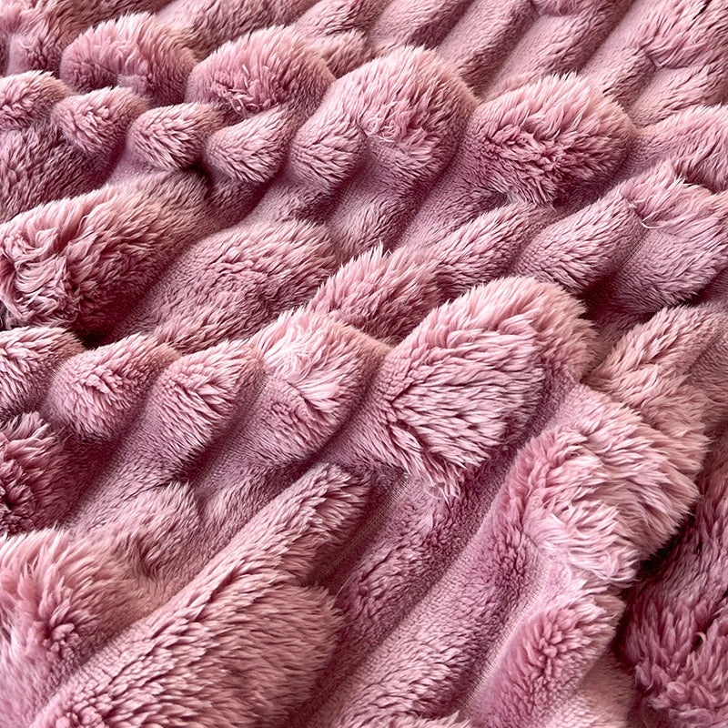 Stripped Sherpa Fleece Blanket