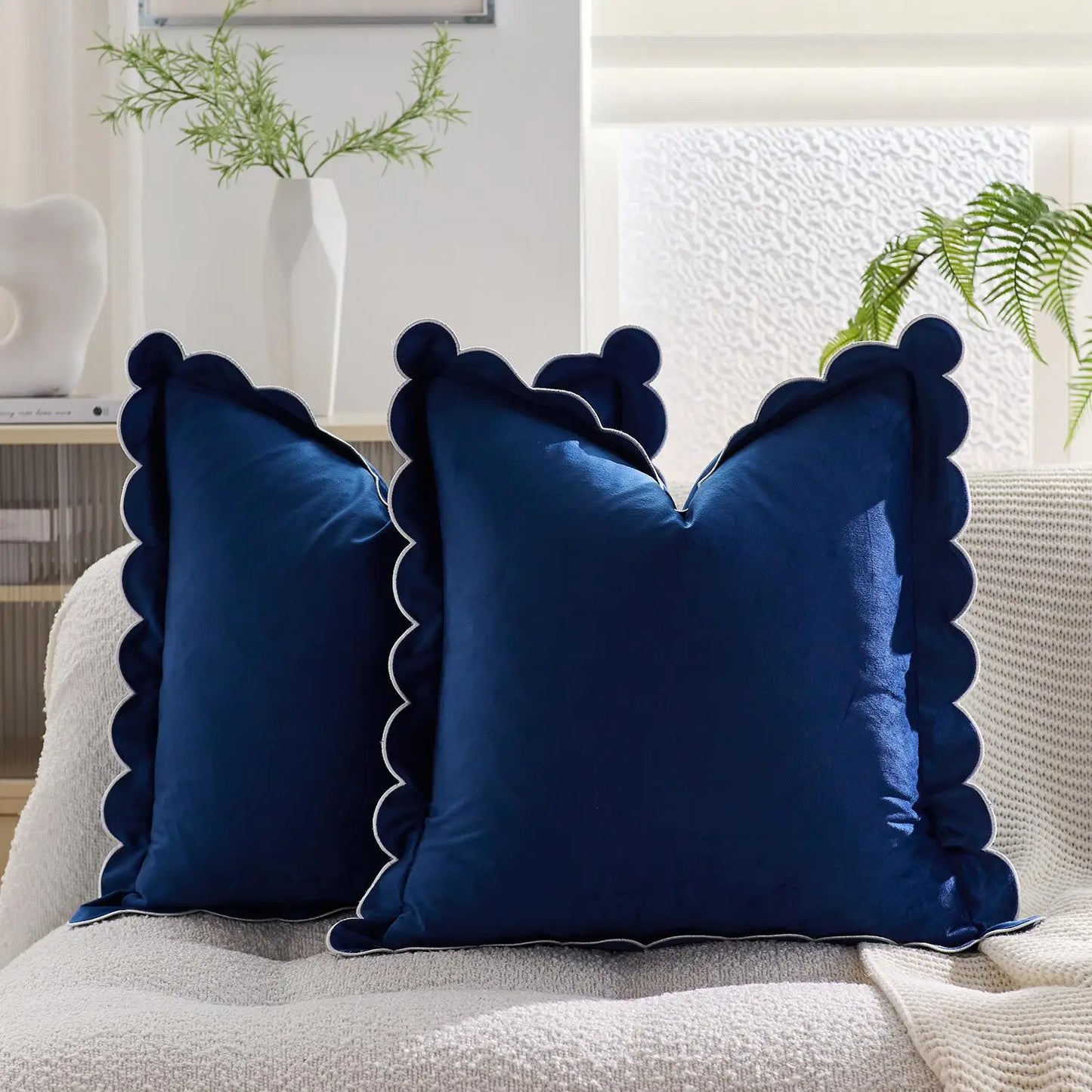 Scalloped Edge Velvet Pillow Cover