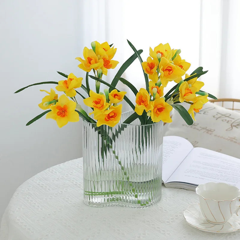 10Pcs Artificial White Daffodil Flower Bouquet