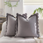 Scalloped Edge Velvet Pillow Cover