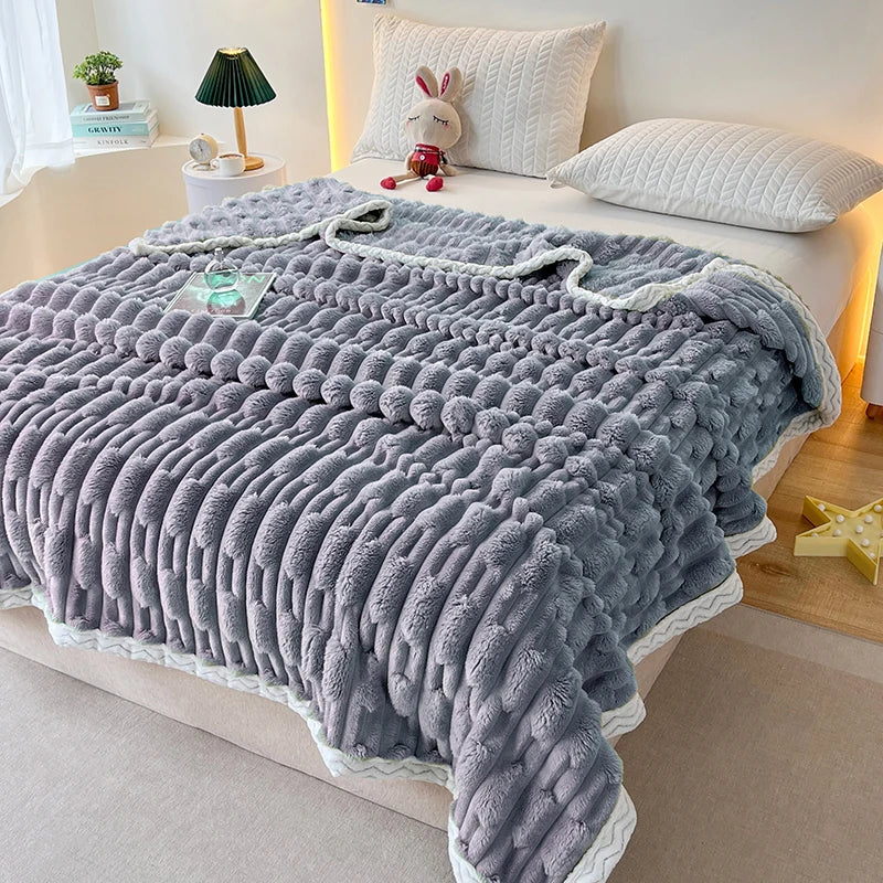 Stripped Sherpa Fleece Blanket