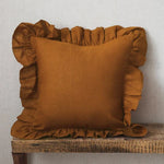 Set of 2 Linen Ruffle Pillow case